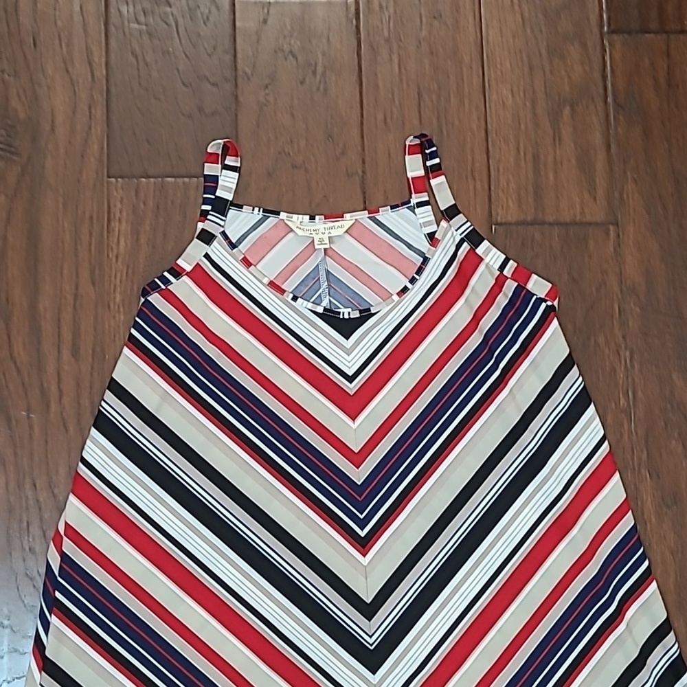 NWT Alchemy Thread Colorful Diagonally Striped Bandana Cut Dress size XL - Picture 4 of 8
